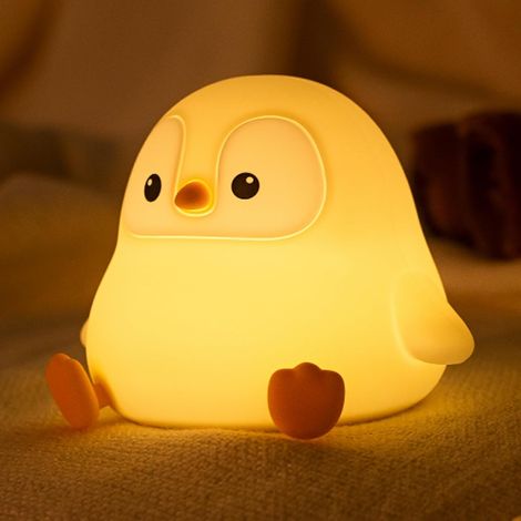 Niedliches Nachtlicht in Pinguinform, aus lebensmittelechtem Silikon, wiederaufladbar, mit zwei Helligkeitsstufen, schwammartigem Design, perfekt zur Bürodekoration und eine witzige Geschenkidee.