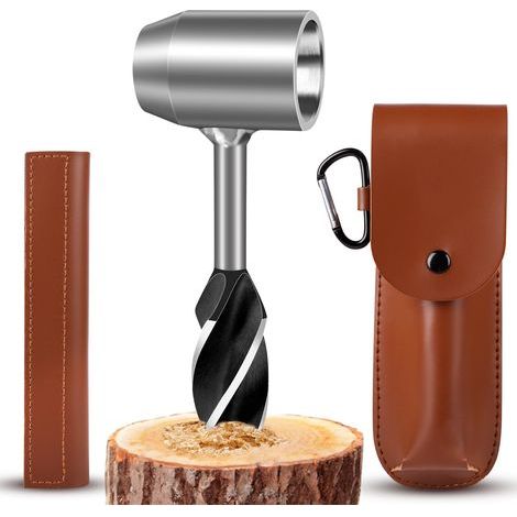 Hand Auger Set, Hand Drill Bit for Woodworking Tungsten Steel, Bushcraft, Survival Axe, Bushcraft Hardware, Screw Bushcraft Drill with Leather Case for Outdoor (1/5)