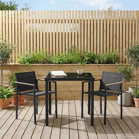 Set di Mobili da Esterno 3 pcs Nero e antracite 80 x 80 x 73 cm vidaXL