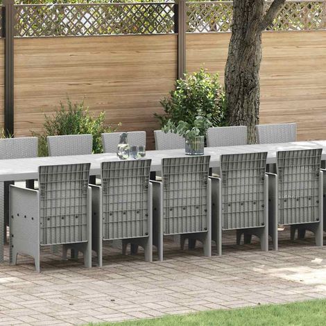 Conjunto de Comedor de Jardín 17 pcs Gris Claro ratán sintético (1/5)
