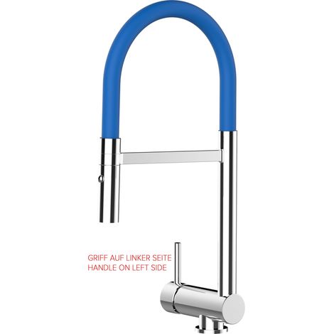 Rubinetto abbattibile VIZIO canna abbattibile 6 cm - canna blu movibile e doccia 2 getti per sottofinestra - maniglia a sinistra (1/5)