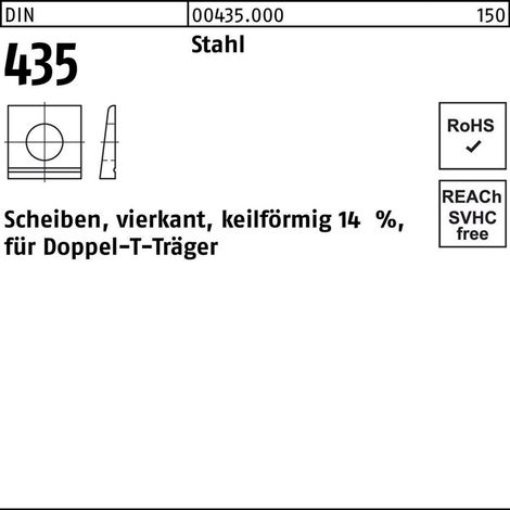 DIN 435 Keilscheibe vierkant Stahl 22mm für Doppel-T-Träger 100 Stk (1/2)