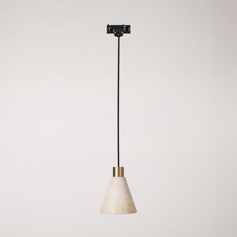Creative Cables – Schienenpendelleuchte mit konischem Holzschirm – Leuchtmittel inklusive