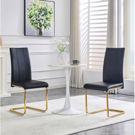 Esszimmerstuhl Schwarz/Gold aus PU-Leder mit Metallgestell (1/5)