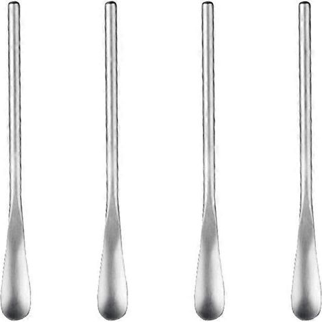 4-teiliges Set Rührlöffel aus Edelstahl, Eiscremelöffel, Cocktaillöffel, Rührstäbchen (kurzer Griff, silberfarben)-13.21.21.2cm-Silver (1/4)