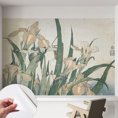 Carta da parati autoadesiva - impermeabile - murale da parete - decorazione murale - Delicati iris 152x104 cm (1/5)