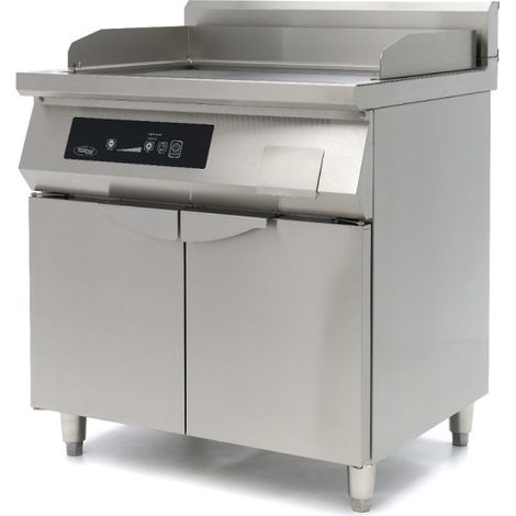 Plancha à induction 700 - lisse et rainurée - 10 000 W - double - avec support - Maxima (1/2)