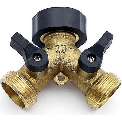 Distributeur en Y à 2 voies pour tuyaux d'alimentation de 3/4" : Machine à laver à double robinet (pour robinet de jardin avec adaptateur pour baignoire) (1/5)