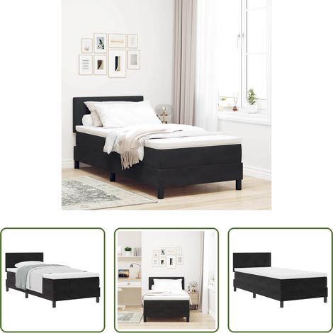 Lits modernes - Lit à ressorts avec matelas Noir 80 x 200 cm Velours (1/5)