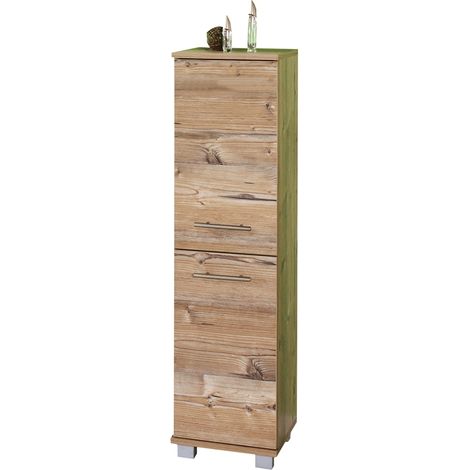Badezimmer Highboard ANZIO-04, 2 Türen, silberfichte, B x H x T ca. 30,3 x 116,9 x 32,6cm