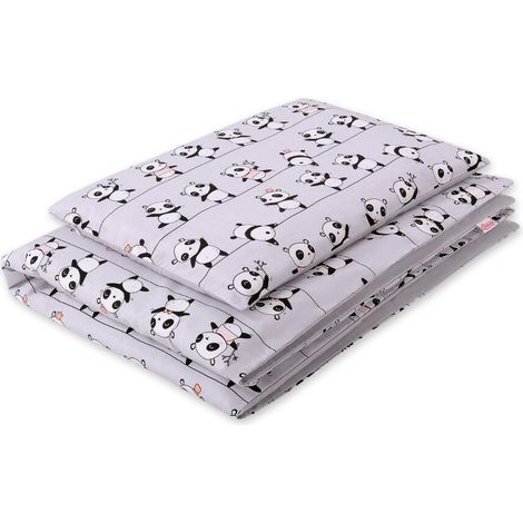 Ropa de cama infantil de algodón de dos piezas de doble cara - pandas grises (1/4)