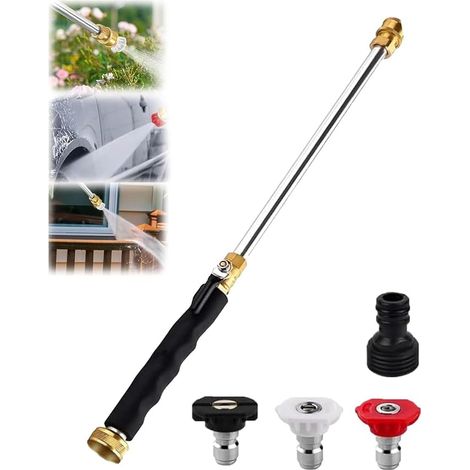 Lancia idropulitrice ad alta pressione, tubo flessibile per idropulitrice ad alta pressione, pistola multifunzione con attacco rapido e 3 ugelli per la pulizia di auto, patio, giardino e spazi esterni (1/5)