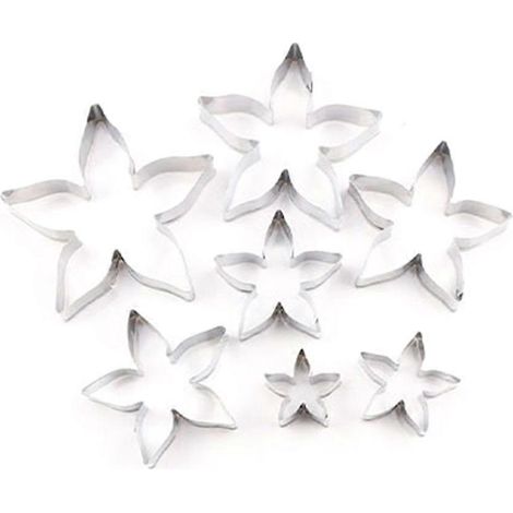 7-teiliges Ausstechformen-Set aus Edelstahl in Form von Blütenkelchen, ideal für Fondant-Kekse.