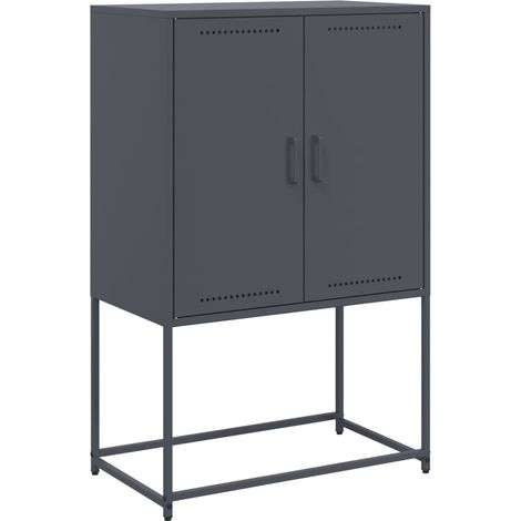 Credenza buffet cassettiera mobile contenitore organizer cucina soggiorno soggiorno alto 68,5 x 38,5 x 107 cm acciaio antracite 020032204