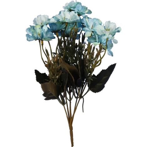 Fiori di ciliegio artificiali blu - Bouquet da 18 pezzi, altezza 30 cm (1/3)