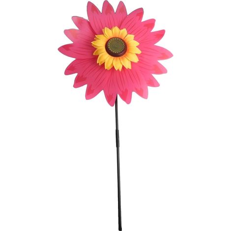 Girandola a vento girasole, struttura in PVC, 36 x 72 cm, con asta da 57 cm, per prato, patio e feste all'aperto (rosa) (1/5)