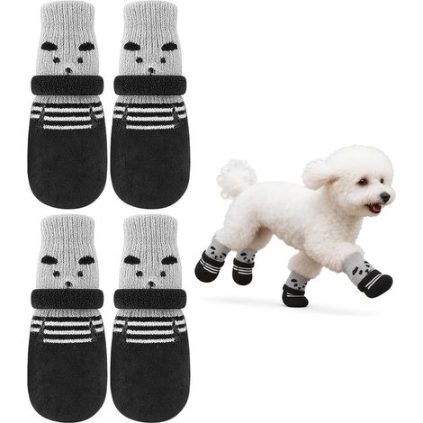 Calzini antiscivolo per cani, taglia L, set da 4, calzini antiscivolo per cani, scarpe per cani da interno, stivaletti morbidi per cani per proteggere le zampe in casa (1/5)