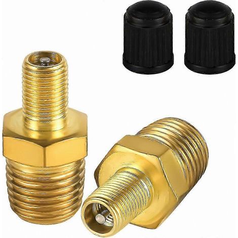 Adaptateur de gonfleur en laiton (lot de 2), connecteur mâle NPT 1/4" vers valve Schrader mâle (1/5)