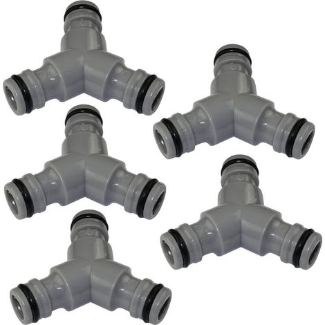 ZOLGINAH C47466 - Lot de 5 Connecteurs raccords 1/2'' à 3 Voies en Y pour Tuyau d'arrosage - séparateur/Adaptateur Rapide pour 3 tuyaux d'irrigation - en Plastique ABS