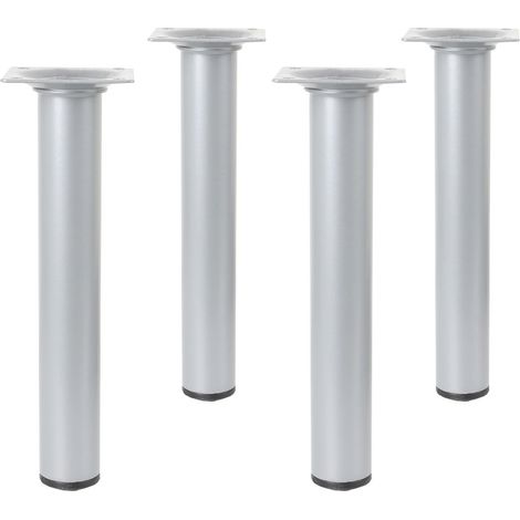 4er Set Möbelbeine Ausführung Rund Silber ø 30mm Höhe 300mm Sofafüße aus Metall
