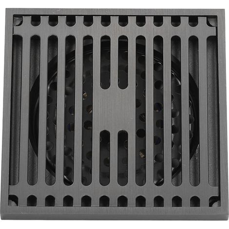 Siphon de sol carré en acier inoxydable anti-odeurs, grande capacité, pour salle de bain, balcon ou maison, gris (1/5)