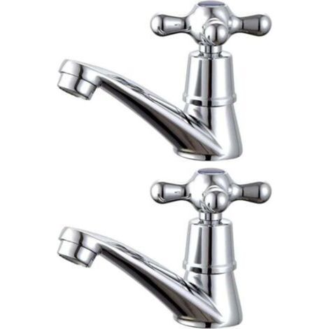 Robinet pour lavabo， 1 paire de robinets de lavabo chaud et froid pour lavabo de salle de bain (1/4)