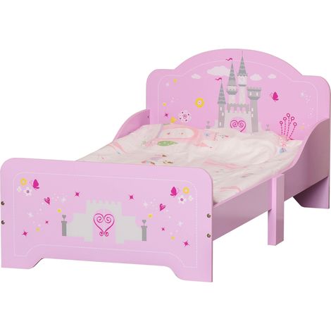Cama infantil madera con barreras protección +3 años 143x73x60 cm rose