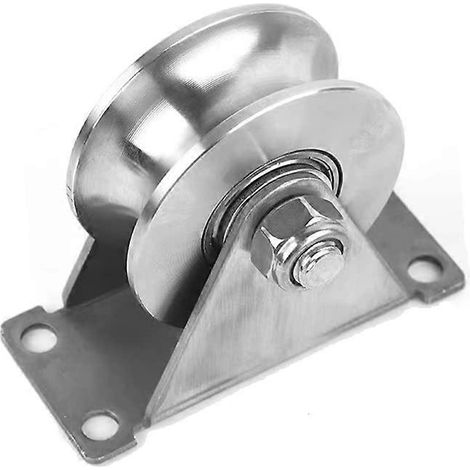 Roues de porte coulissante de 5 cm (2 po) en acier inoxydable 304, roulettes à rainure en U, poulies robustes, roulement fluide, double roulement. (1/4)