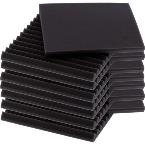 12 Panneaux Acoustiques en Mousse Ignifuge, Isolation Phonique pour Studio d'Enregistrement KTV, 30x30x2.5cm, Noir (1/5)