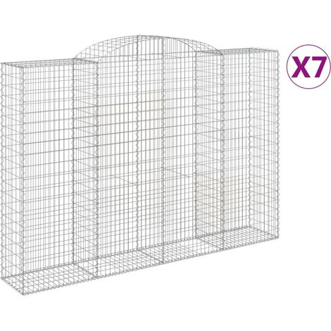Gabbioni Cestini Recinzione Gabbia Muro di Sostegno Arco 7 pz 300 x 50 x 200/220 cm Ferro Zincato Argento 020041112