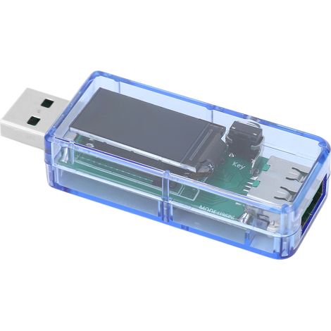 Testeur USB U96 multifonctionnel précis : test de tension, courant, puissance et température, chargeur, boîtier bleu transparent. (1/5)