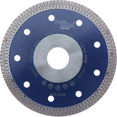 Disque Diamant Pro SCORPION D. 115 x Al. 22,23 x Ht. 8,5 x Ép. 1,3 mm - Grès Cérame, Granite, Marbre - Diamwood (1/2)