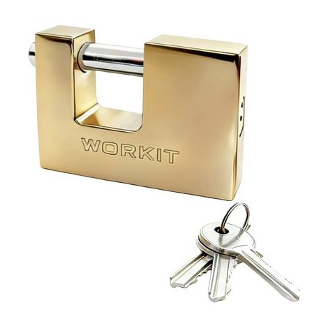 LUCCHETTO RETTANGOLARE WORKIT - OTTONE CHIAVI 3 MM 90- 6 pezzi
