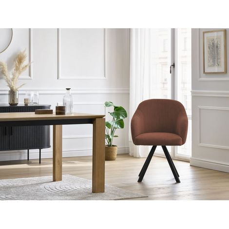 BOBOCHIC - Lot de chaises SOPHIE tissu velours côtelé et pieds étoile Orange (1/5)