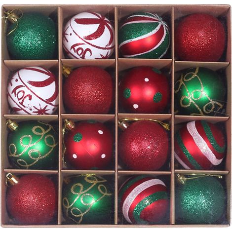 GARRYFIZH Décorations de Noël, boules de Noël, décorations de plafond et de vitrine de centres commerciaux, décorations pour sapin de Noël, boules de Noël en boîte (rouges, vertes, blanches)