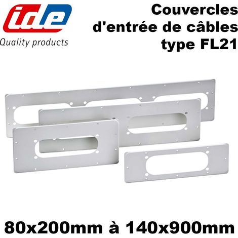 Plaques en métal entrée de câble pour coffret Argenta - Dimensions - 65x285mm - 2 entrées