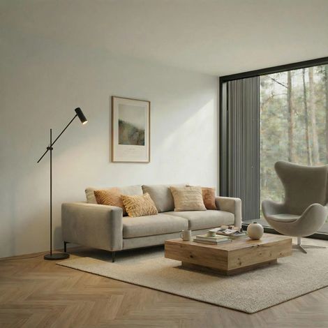 [GEBRAUCHT] B-Ware Lindby Vilo Floor Lamp, Black, 153 Cm, GU10, Adjustable (1/2)