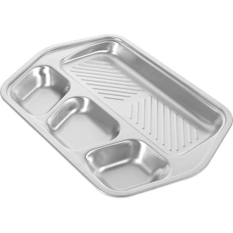 Plateau à viande rectangulaire compartimenté en acier inoxydable (lot de 3) pour barbecue (1/5)