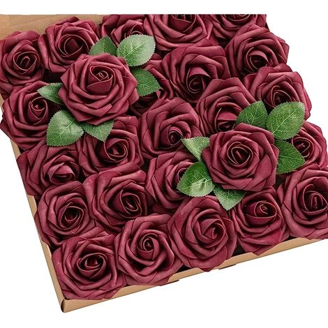 Künstliche Blumen, vielseitig für Veranstaltungen, mit integrierter Beleuchtung, Burgund (1/2)
