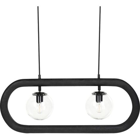 Lampe Suspendue en Bois de Manguier Eclairage Plafond Faite à la Main Noir Ayensu