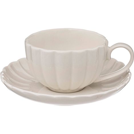 Tasse en porcelaine blanche avec soucoupe – Diamètre 6 cm – Poignée ergonomique – Facile à nettoyer, compatible lave-vaisselle – Secret De Gourmet