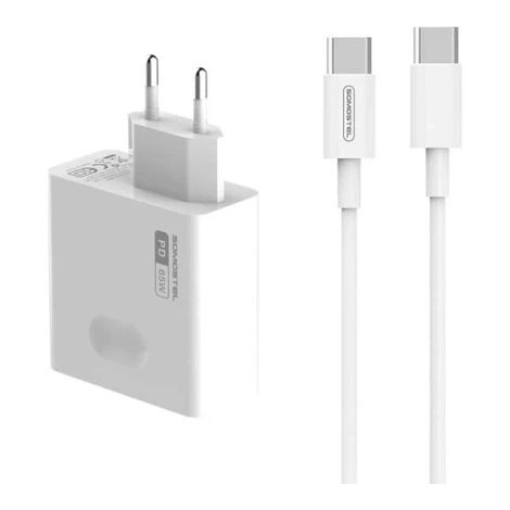 Caricabatterie da parete da 65 W + cavo da Type-C a Type-C Somostel Power Deliver Q15 PD bianco (1/5)