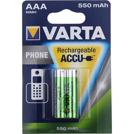 Batería recargable VARTA PHONE AAA de 550 mAh - Teléfono inalámbrico (2 unidades)
