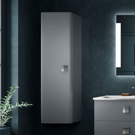 Hudson Reed Sarenna 1-Door Tall Storage Unit 352mm Wide - Dove Grey (1/3)