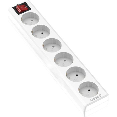 Garza 420026 power-base multipla senza cavo di 6 prese Schuko, con interruttore, colore, bianco, Medium (1/5)