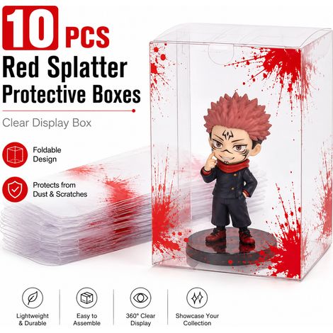 10 boîtes de présentation transparentes et protectrices pour figurines à effet rouge (1/5)
