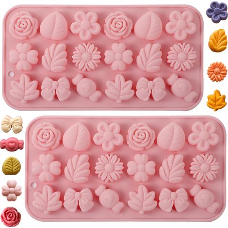 Moules en Silicone,2 PCS Moules en Silicone Multi-Usages pour Bougies Fleurs 3D Chocolat en Tablette Fondant et Décoration de Gâteaux Cupcakes Bonbons Outils de Pâtisserie DIY (1/5)