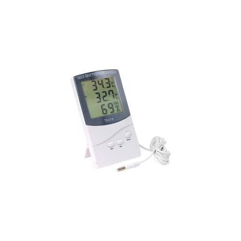 Thermomètre numérique avec Deux capteurs pour Une Utilisation intérieure et extérieure, Parfait pour l\'hiver. Affichages - Température, météo, Alarme et Crochet de Fixation (1/5)