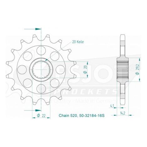 Pignon Lightweight compatible avec la marque BMW - 520 - 16 Dents