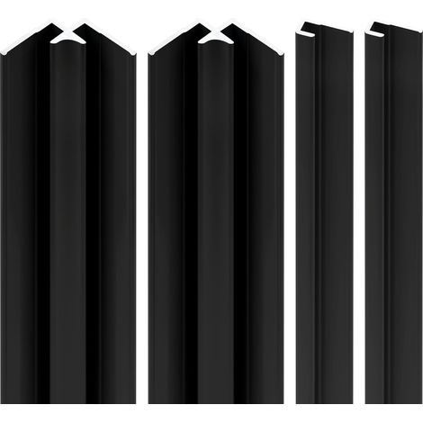 Lot de 2 profilés de finition + 2 profilés d'angle pour panneau mural de douche, DécoDesign, Schulte, Noir, 210 cm